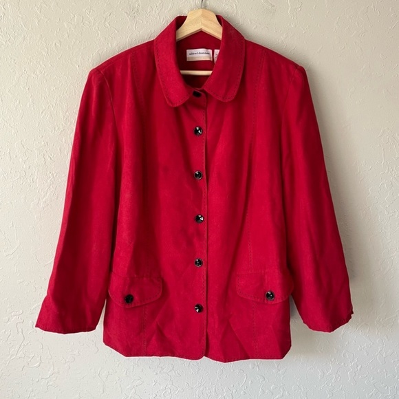 Alfred Dunner Faux Suede Jacket Red 18W - Picture 7 of 7